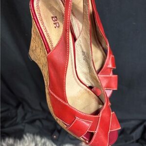 BP Vibrant Red Leather Wedges